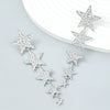 Alloy Multilayer Rhinestone Studded Fivepointed Star Long Earrings For Girls With Geometric Design And Diamond Treatment