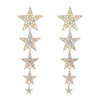 Alloy Multilayer Rhinestone Studded Fivepointed Star Long Earrings For Girls With Geometric Design And Diamond Treatment