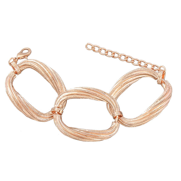Alloy Multilayer Striped Groove Oval Women's Retro Hiphop Geometric Electroplated Bracelet