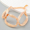 Alloy Multilayer Striped Groove Oval Women's Retro Hiphop Geometric Electroplated Bracelet