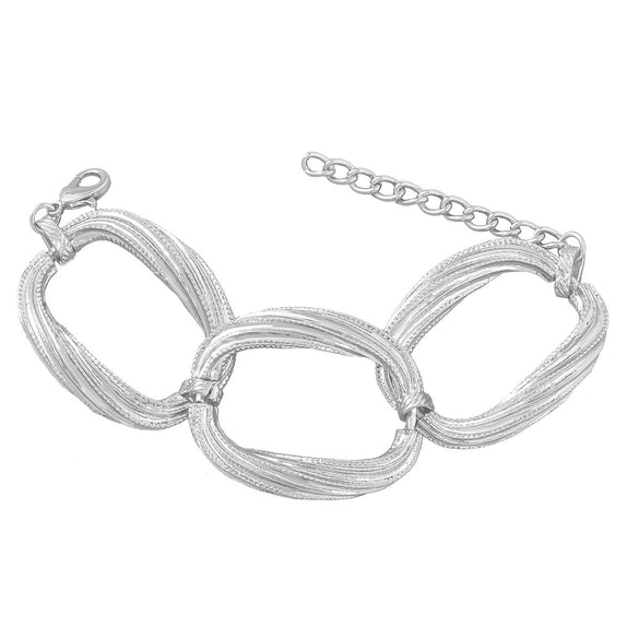 Alloy Multilayer Striped Groove Oval Women's Retro Hiphop Geometric Electroplated Bracelet