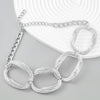 Alloy Multilayer Striped Groove Oval Women's Retro Hiphop Necklace With Electroplating And Geometric Style
