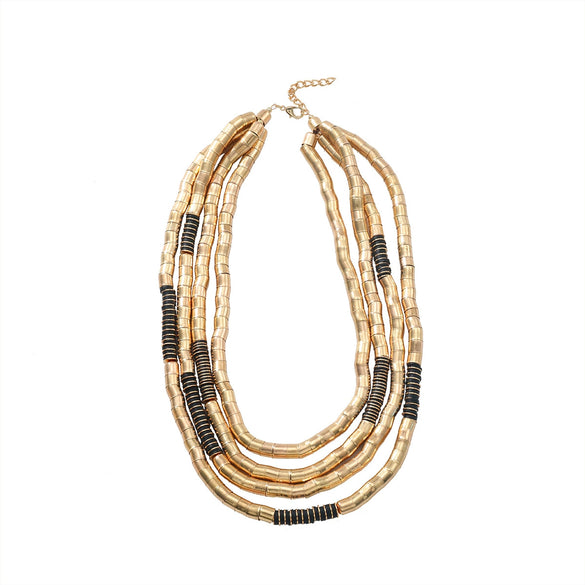 Alloy Multilayered Elastic Necklace And Bracelet Set Geometric Style With Cross Crown And Roman Numerals Pattern Electroplated