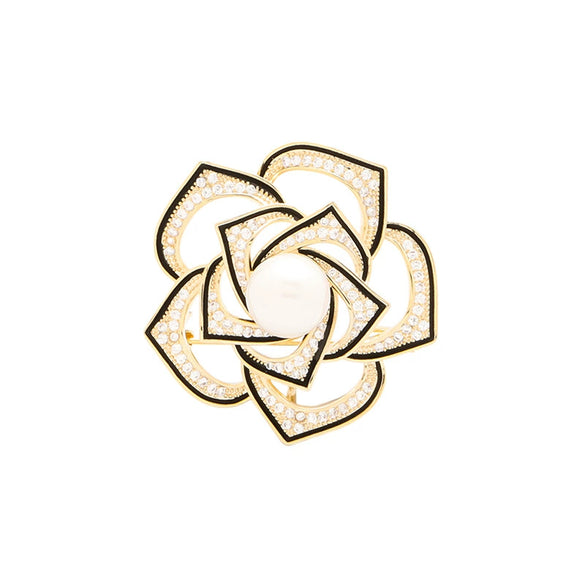 Alloy Natural Flower Hollow Design Electroplated Women's Camellia Brooch