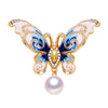 Alloy Natural Freshwater Pearl Enamel Butterfly Brooch Electroplated Women's Wholesale