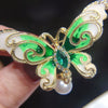 Alloy Natural Freshwater Pearl Enamel Butterfly Brooch Electroplated Women's Wholesale