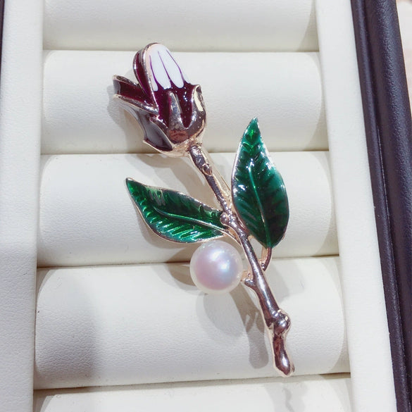 Alloy Natural Freshwater Pearl Flower Brooch Electroplated Fashion Ol Women's Decoration