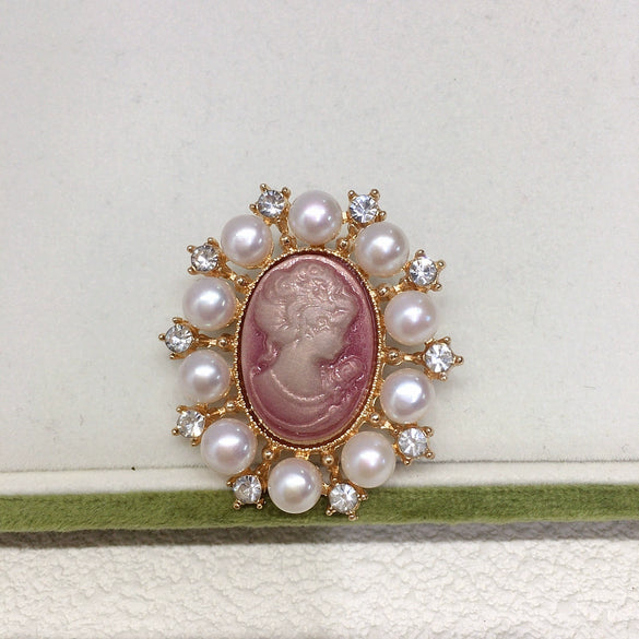 Alloy Natural Freshwater Pearl Geometric Retro Electroplated Dualpurpose Brooch Pendant For Women
