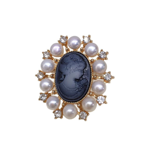 Alloy Natural Freshwater Pearl Geometric Retro Electroplated Dualpurpose Brooch Pendant For Women