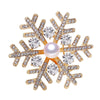 Alloy Natural Freshwater Pearl Rhinestone Snowflake Brooch Minimalist Style Electroplating Processing
