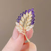Alloy Natural Plant Leaves Women's Electroplated Amethyst Brooch Luxury Clothes Accessory
