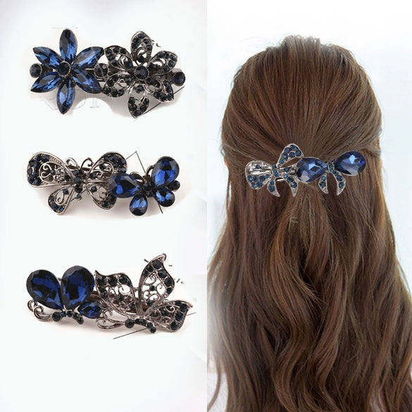 Alloy Natural Style Diamond Black Bow Hairpin Women's Hair Accessories