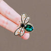 Alloy Natural Style Green Crystal Bee Brooch For Women Electroplated