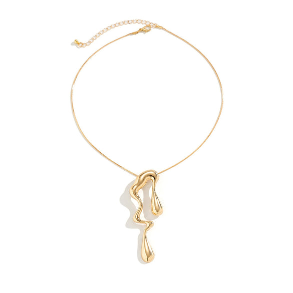 Alloy Neck Chain Necklace With Irregular Water Drops Lava Design Geometric Pattern Electroplating Process For Women