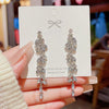 Alloy Needle Earrings With 925 Silver Flower And Grass Zircon Light Luxury Style For Women