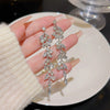 Alloy Needle Earrings With 925 Silver Flower And Grass Zircon Light Luxury Style For Women