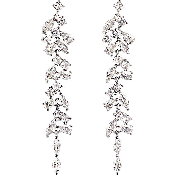 Alloy Needle Earrings With 925 Silver Flower And Grass Zircon Light Luxury Style For Women