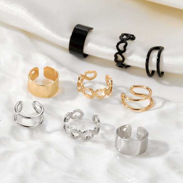 Alloy Nonpierced Ear Clips Sweet Style Geometric Heart Electroplated For Women And Men