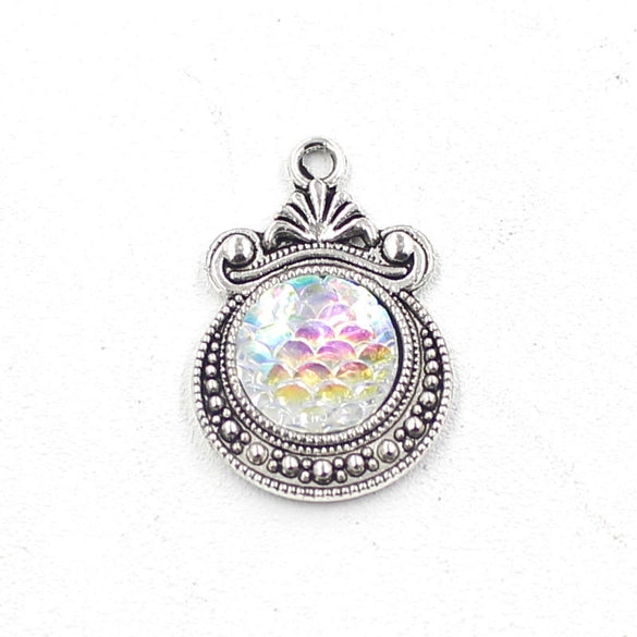 Alloy Ocean Moon Fish Scale Pendant Jewelry Accessories Electroplated With Round Pattern