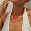 Alloy Ocean Style Starfish Scallop Animal Zodiac Electroplated Necklace For Women