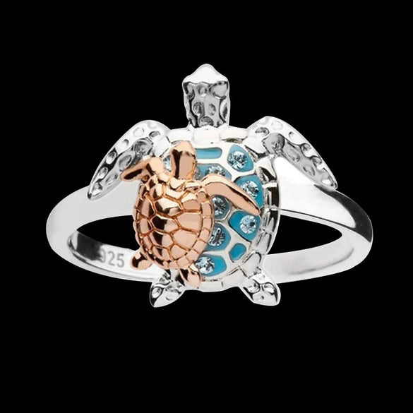Alloy Ocean Turtle Animal Ring With Inlaid Detail Electroplated Simple Unisex Jewelry