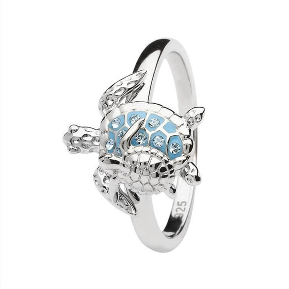 Alloy Ocean Turtle Animal Ring With Inlaid Detail Electroplated Simple Unisex Jewelry