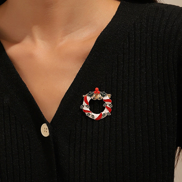 Alloy Oil Dripping Christmas Brooch With Festival Elements Like Santa Claus Tree Garland Snowman Bell