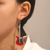 Alloy Oil Drop Diamond Guitar Earrings Punk Style Electroplated Women's