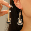 Alloy Oil Drop Diamond Guitar Earrings Punk Style Electroplated Women's