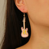 Alloy Oil Drop Diamond Guitar Earrings Punk Style Electroplated Women's