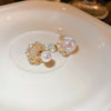 Alloy Oildrip Pearl Butterfly Flower Earrings For Women Light Luxury Style