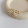 Alloy Oildrip Pearl Butterfly Flower Earrings For Women Light Luxury Style