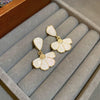Alloy Oildrip Pearl Butterfly Flower Earrings For Women Light Luxury Style