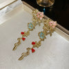 Alloy Oildrip Pearl Butterfly Flower Earrings For Women Light Luxury Style