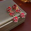 Alloy Oildrip Pearl Butterfly Flower Earrings For Women Light Luxury Style