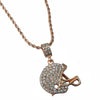 Alloy Olive Cap Pendant Hip Hop Diamond Rugby Men's Necklace With Twist Chain