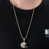 Alloy Olive Cap Pendant Hip Hop Diamond Rugby Men's Necklace With Twist Chain