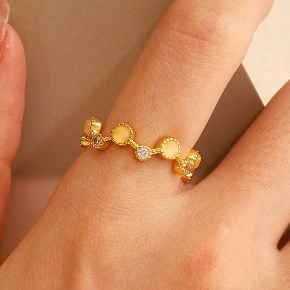Alloy Opal Ring For Women With Geometric Animal Zodiac Pattern And Electroplating Design
