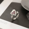 Alloy Open Ring Inlaid With Pink Zircon Geometric Style Electroplated Unisex