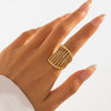 Alloy Open Ring With Bow Tie And Geometric Pattern Electroplated For Women Niche Style