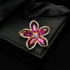 Alloy Openwork Rhinestone Flower Brooch Electroplated Women's And Unisex Corsage Accessory Scarf Buckle Antiexposure Pin