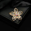Alloy Openwork Rhinestone Flower Brooch Electroplated Women's And Unisex Corsage Accessory Scarf Buckle Antiexposure Pin