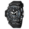 Alloy Outdoor Sports Watch For Men With Plexiglass Mirror Pu Strap Round Dial Waterproof Electronic