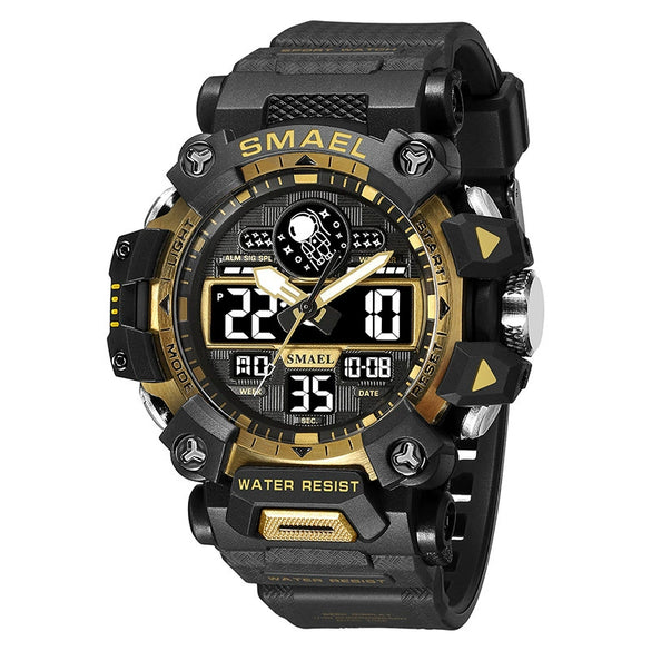 Alloy Outdoor Sports Watch For Men With Plexiglass Mirror Pu Strap Round Dial Waterproof Electronic