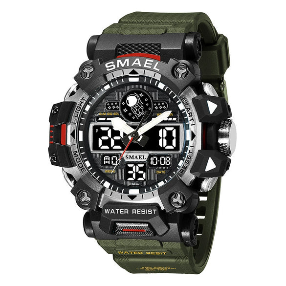 Alloy Outdoor Sports Watch For Men With Plexiglass Mirror Pu Strap Round Dial Waterproof Electronic