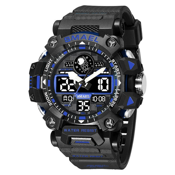 Alloy Outdoor Sports Watch For Men With Plexiglass Mirror Pu Strap Round Dial Waterproof Electronic