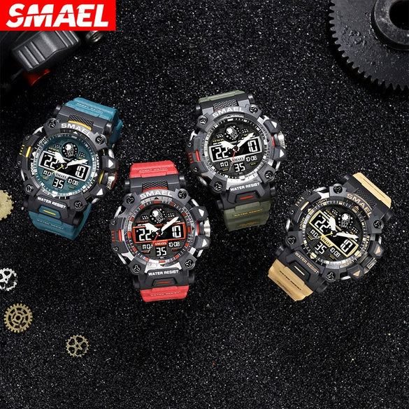 Alloy Outdoor Sports Watch For Men With Plexiglass Mirror Pu Strap Round Dial Waterproof Electronic