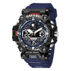 Alloy Outdoor Sports Watch For Men With Plexiglass Mirror Pu Strap Round Dial Waterproof Electronic