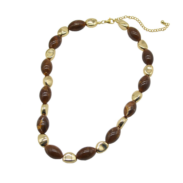 Alloy Oval Geometric Beaded Electroplated Women's Maillard Style Necklace Sweater Chain