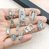 Alloy Oval Threehole Cross Pendant Jewelry Accessories Ancient Silver Retro Electroplating Style